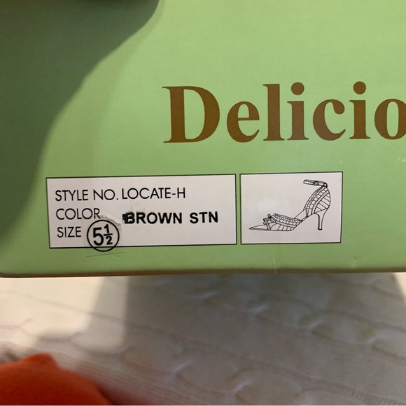 New in box brown satin ruffle heels - Picture 13 of 13